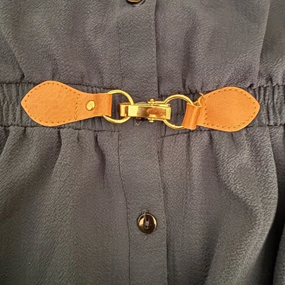 Navy Blue Sleeveless Shirt Dress - Picture 5 of 7